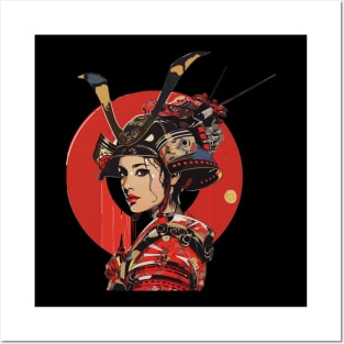 Japan Warrior Girl Pop Art Style Posters and Art